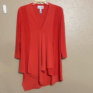 Joseph Ribkoff Vibrant Orange  V-Neck Blouse